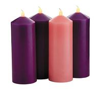 Advent Candles Purple and Pink Flameless LED Pillar Set of 4, 9 Inch