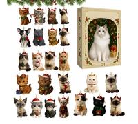 Advent Cat Calendar 2025, 24-Day 2D Acrylic Cat Themed Ornament Advent 2025, Countdown Calendar Festive Charm for Party Tree Yard Home Decorations Collectors Pet Lovers Adults
