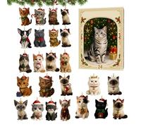 Advent Cat Calendar 2025-26x18x3cm Versatile Kitten Countdown Calendar Set | 2d Cat Themed Pendant Advent, 24-Day Festive Pendant Countdown Calendaar For Indoor Branches Bedroom Tree Outdoor Yard