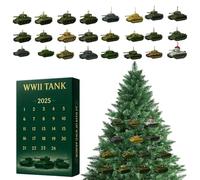 Advent Christmas Calendar 2025 | Acrylic 2d Pendant 2025,Holiday Countdown Calendar Tank Pendant | for Kids Adults Collectors History Enthusiasts Window Indoor Wall