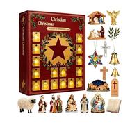 Advent Countdown Calendar - 24 Day Christian Ornaments, Biblical Scene Figurines, Spiritual xmass Decoration | For Home Kitchen Office Church Shelf Table Door Shops Holiday Birthday Celebration