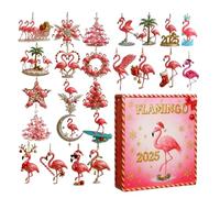 Advent Countdown Calendar | 24-Day Flamingo Ornaments Advent Countdown Calendar,2D Acrylic Hangable Keepsake for Winter Holiday Kids Teens Collectors