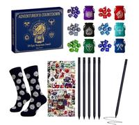 Advent Countdown Calendar 24 Days Countdown Calendar | Polyhedral Dice Pouches Necklaces Stickers Socks for Daily Family Activity Teens Kids Adults Classroom