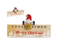 Advent Countdown Timer - Gnome Sliding Calendar, 24 Day Wooden Tracker, Double-Sided Number Layout, Charming Winter Accent, Upscale Holiday Ornament, Rebo Count