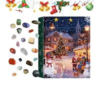 Advent Crystal Calendar - Natural Gift Set, 24-Day Countdown Holiday Box, Daily Crystal Discovery Experience Mindfulness for Home Office School Dorm Use 8.27x6.3 Inches