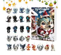 Advent Decoration, 2D Acrylic Baby Pendant 24 Days Advent Calendar, 2025 Countdown Calendar Animal Pendant for Car Interior Mirror Door Wall Party Christmas Tree Decoration