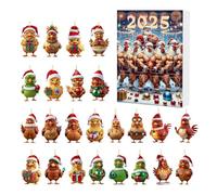Advent Decorations for Christmas, 2025 Countdown 24 Days with Chicks - Acrylic 2D Cute Animal Charms for Christmas Tree Mirror Car Dice
