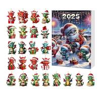 Advent Dinosaur 24 Days Countdown Hanging Decoration Flat Acrylic Pendant for Home School Family Daily Activity Party