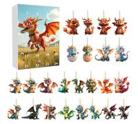 Advent Dragon Baby Christmas Hanging Ornaments,2D Acrylic Dragon Pendant 2025 Christmas Calendar Countdown, Acrylic Dragons Ornament Advent Calendars For Teenagers (A)