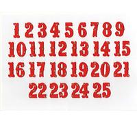 Advent Numbers 1-25. Iron On Fabric (No Sew) Red with Small Gold Stars