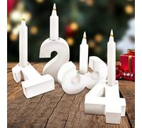 Advent Numbers Candle Holders, Pack of 4 Wooden Candle Holders for Advent, 1 2 3 4 Advent Wreath Numbers Wooden Candle Holder for Advent Wreath Table Decoration Christmas Decoration Christmas Gift