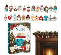 Advent Nurse Countdown Calendar 2D Acrylic Collectible Keepsake | Advent Count Down Nurse Theme Ornaments for Family Collectors Girls Women Tree Wall Door Mantel