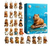 Advent of the Capibara - Acrylic Decorations 2D, Christmas Animal Countdown 24 Days - for Car Rearview Mirror Classroom Stocking Stuffers Tree Garden Celebration