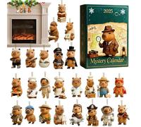 Advent of the Capibara, Acrylic Pendants 2D | Christmas Animal Countdown 24 Days, for Car Rearview Class Filled Stocking Tree Garden Celebration