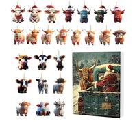 Advent of the Highland Christmas 24 Days - Acrylic 10.24x7.09 Inch | Countdown Calendar Cute High Earth Cow Ornaments, Animal Ornament | Party a