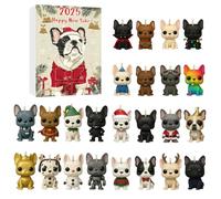 Advent Ornament Calendar 2025 | 24-Day 2D Pendant 2025 Advent - French Bulldog Pendant Set Countdown - for Wall Window Door Tree Party Purse Bag Indoor Bedroom Holiday