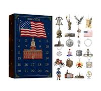 Advent Patriotic Christmas - 24 Days 2D Acrylic Holiday Decor,Countdown Calendar Christmas Pendant,for Veterans History Lovers Collectors Wall Mantel Office Garden Wreath Study Backyard Staircase