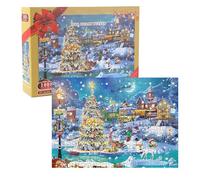 Advent Puzzle for Adults, 1008 Pieces Interactive Calendar 24 Days Countdown Snow Landscape Puzzle for Winter Parties, Birthday Parties, Gatherings