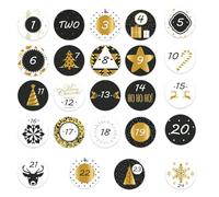 Advent Stickers,24 Days Countdown Calendar Decals - Advent Numbers Sticker for Kids Christmas Party Holiday Card Bottle Envelope Box Sealing Home Window