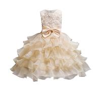 Advent Story 10 Children's Dress Birthday Long Elegant Sleeveless Mesh Princess Flower Girl Dresses Wedding Children Green Girls, beige, 4-5 Years
