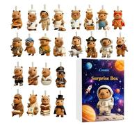 Advent with Animals - 2D Acrylic Pendants - Capibara Ornaments for 24 Days Countdown for the Christmas Tree - for School, Parties, Traditions, Celebrations in