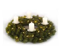 Advent Wreath 40cm Luxury Pre-Lit Decoration Indoor 48 Warm White LEDs Pillar Candle Holders