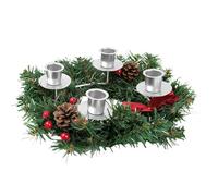 Advent Wreath Candle Holder, Advent Wreath Metal Candle Plate, Advent Wreath Modern for Pillar Candles, Round Advent Wreath with Candle Holder for Advent Christmas Decoration (A Silver)