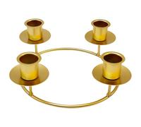 Advent Wreath Candle Holder, Advent Wreath Metal Candle Plate, Advent Wreath Modern for Pillar Candles, Round Advent Wreath with Candle Holder for Advent Christmas Decoration (B Gold)