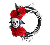 Advent Wreath Candle Red Rose Skeleton Hand For Door Wall Living Room Home Party Decoration (Black, 40cm)
