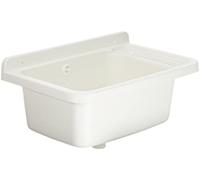 Adventa: PP Resin Tub with Dispenser, Wall Fixing, with Siphon and Drain, Acid Resistant for Common Use, Laundry, Garage, Outdoor, 60L x 40D x 25H cm, White