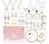 Advents Countdown Calendar for Jewellery - 24 Days Elegant Handmade Christmas Countdown Calendar Stud Earrings for Commuting Party Home Travel School Children Teenagers Adults Girls