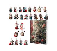 ADVENTS TOY CLOSED COMPLETE 2025 | 10.63x7.09 Inch 24 Days CAT 2D Countdown Calendar Ornamented Acrylic For Christmas | Adorable Ornaments For Wife Sister Kid A