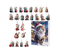 ADVENTS TOY CLOSED COMPLETE 2025 | 10.63x7.09 Inch 24 Days CAT 2D Countdown Calendar Ornamented Acrylic For Christmas | Adorable Ornaments For Wife Sister Kid A