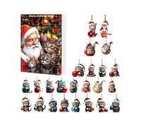 Adventskalender Weihnachten 2025 | Countdown-Kalender Weihnachten 24 Tage Ornamente Katzen 2D Aus Acryl, Innendekoration, Niedliche Weihnachtsornamente Für Die Ganze Familie
