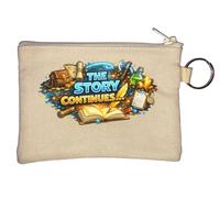 Adventure and Discovery Await Next Chapter Key Chain Coin Purse Beige