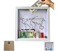 Adventure Archive Box - Large Size Travel Memory Box with World Map Wood Frame for Keepsakes and Photo Collection