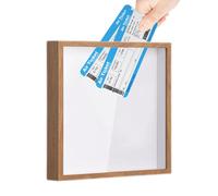 Adventure Archive Box, Wood Travel Ticket Shadow Boxes, Portable Creative Collection Memory Boxes, Memory , Adventure Archive Box Frame with Slot Top, for Souvenirs, Ticket, Postcard, Photo