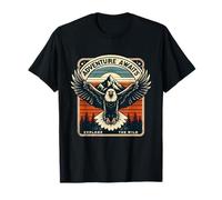 Adventure Awaits Bald Eagle Vintage Retro Sunset and Nature T-Shirt