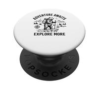 Adventure Awaits Bear Hiker Vintage Camping Outdoor PopSockets Adhesive PopGrip