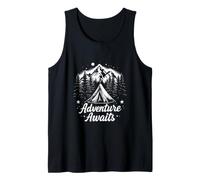 Adventure Awaits Bold Mountain Tent Camping Scene Tank Top