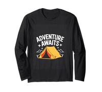 Adventure Awaits Camping Hiking Tent Outdoor Long Sleeve T-Shirt