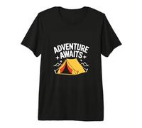 Adventure Awaits Camping Hiking Tent Outdoor Premium T-Shirt