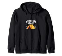 Adventure Awaits Camping Hiking Tent Outdoor Zip Hoodie