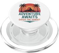Adventure Awaits Catch the Sunset, Retro Travel Design PopSockets PopGrip for MagSafe