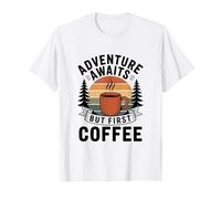 Adventure Awaits Coffee Maker Lover Hiking Outdoor Camping T-Shirt