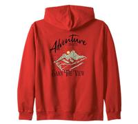 Adventure Awaits Earn View Explore Hike Peaks Chase Summits Zip Hoodie