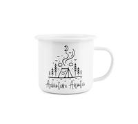 Adventure Awaits Enamel Mug - Camping Gift Durable Hot Drinks White Outdoor Cup - Travel Picnics Home Hiking