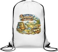 Adventure Awaits in the Wilderness Gym Sack Casual Drawstring Bag White