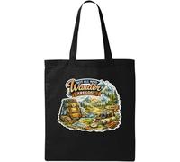 Adventure Awaits in the Wilderness Natural Cotton Tote Bag Black