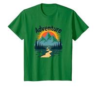 Adventure Awaits: Jackson Hole Mountain Outdoor Exploration T-Shirt, Kids, Kelly Green, 10 Years